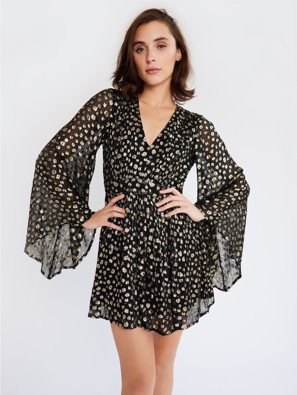 Mille Goldie Dress In Gold Dust S Nwt